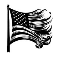 nero e bianca illustrazione di il Stati Uniti d'America bandiera vettore