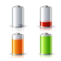 Set di icone di stato della batteria realistico vettore