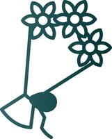 icona del gradiente della linea del bouquet di fiori vettore