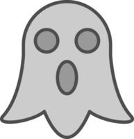 fantasma linea pieno in scala di grigi icona design vettore