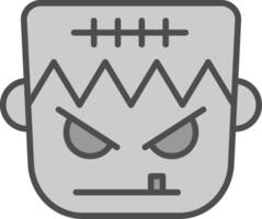 Frankenstein linea pieno in scala di grigi icona design vettore