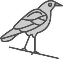 corvo linea pieno in scala di grigi icona design vettore