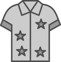 hawaiano camicia linea pieno in scala di grigi icona design vettore
