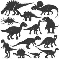 silhouette preistorico dinosauro vario nero colore solo vettore