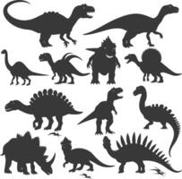 silhouette preistorico dinosauro vario nero colore solo vettore