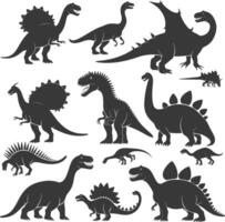 silhouette preistorico dinosauro vario nero colore solo vettore