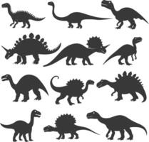 silhouette preistorico dinosauro vario nero colore solo vettore