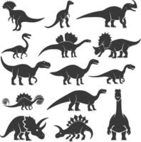 silhouette preistorico dinosauro vario nero colore solo vettore