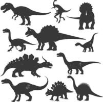 silhouette preistorico dinosauro vario nero colore solo vettore