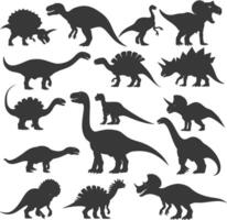 silhouette preistorico dinosauro vario nero colore solo vettore