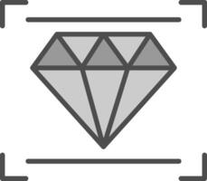 diamante linea pieno in scala di grigi icona design vettore