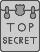 superiore segreto linea pieno in scala di grigi icona design vettore