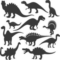 silhouette preistorico dinosauro vario nero colore solo vettore