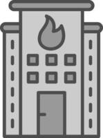 fuoco stazione linea pieno in scala di grigi icona design vettore