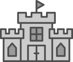 castello linea pieno in scala di grigi icona design vettore