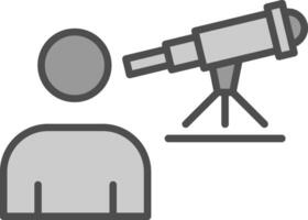 astronomo linea pieno in scala di grigi icona design vettore