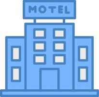 motel linea pieno blu icona vettore