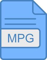 mpg file formato linea pieno blu icona vettore