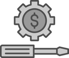 i soldi gestione linea pieno in scala di grigi icona design vettore