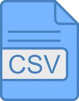 csv file formato linea pieno blu icona vettore