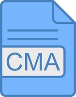 cma file formato linea pieno blu icona vettore