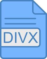 divx file formato linea pieno blu icona vettore