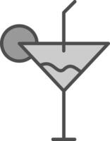 cocktail linea pieno in scala di grigi icona design vettore