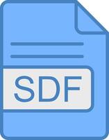 sdf file formato linea pieno blu icona vettore