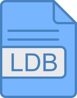 ldb file formato linea pieno blu icona vettore