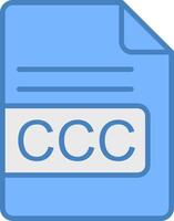 ccc file formato linea pieno blu icona vettore