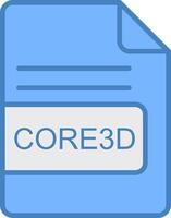 core3d file formato linea pieno blu icona vettore