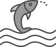 pesce linea pieno in scala di grigi icona design vettore
