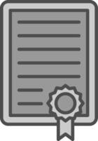 diploma linea pieno in scala di grigi icona design vettore