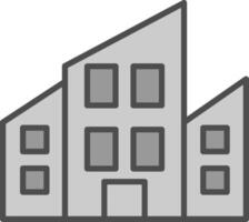 appartamenti linea pieno in scala di grigi icona design vettore