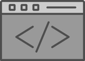codifica linea pieno in scala di grigi icona design vettore