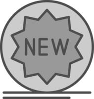 nuovo etichetta linea pieno in scala di grigi icona design vettore