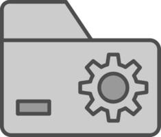 cartella gestione linea pieno in scala di grigi icona design vettore