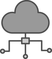 nube calcolo linea pieno in scala di grigi icona design vettore