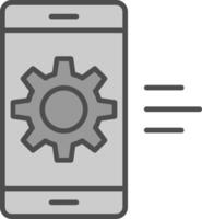 App sviluppo linea pieno in scala di grigi icona design vettore