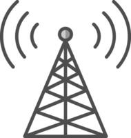 Radio Torre linea pieno in scala di grigi icona design vettore