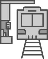 treno stazione linea pieno in scala di grigi icona design vettore
