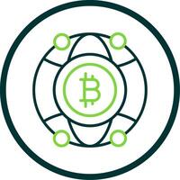 globale bitcoin linea cerchio icona design vettore