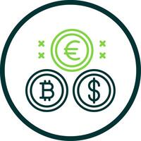 criptovaluta monete linea cerchio icona design vettore