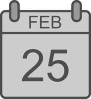 febbraio linea pieno in scala di grigi icona design vettore