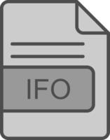 ifo file formato linea pieno in scala di grigi icona design vettore