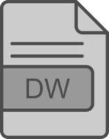 dw file formato linea pieno in scala di grigi icona design vettore