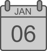 gennaio linea pieno in scala di grigi icona design vettore