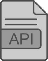 api file formato linea pieno in scala di grigi icona design vettore