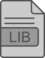 lib file formato linea pieno in scala di grigi icona design vettore