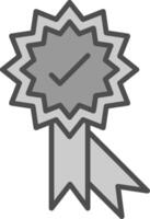medaglia linea pieno in scala di grigi icona design vettore